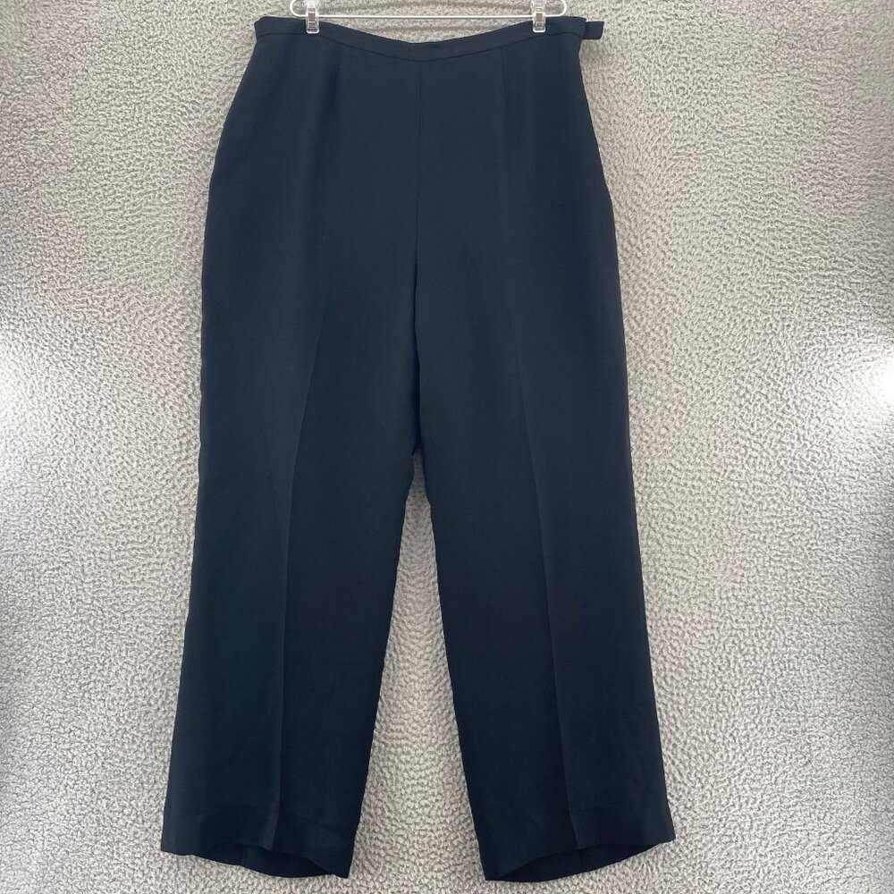 Kasper Pants Womens 16 Black Straight Leg Relaxed Trousers Office Career Work